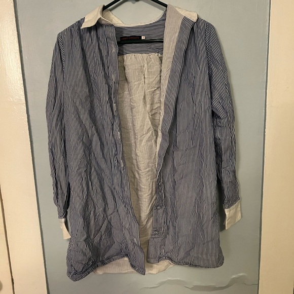 Harvey Faircloth Size 4 Button Down Oversized Stripped Top 100% Cotton - Picture 1 of 11